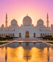 	 阿布扎比清真寺全景日落素材14925#横屏 