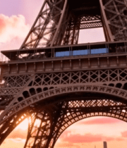 巴黎埃菲尔铁塔日落景象9133#横屏 