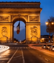 巴黎凯旋门黄昏车流景象1168#横屏 