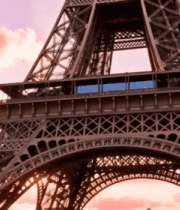巴黎埃菲尔铁塔日落景象9133#横屏 