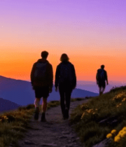 日落时分山间徒步人群7699#横屏 