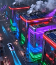 赛博朋克风格未来城市夜景(1)2364#横屏 