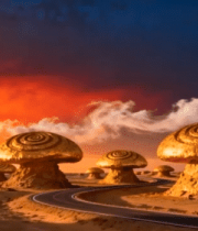 沙漠奇异蘑菇状建筑景观2109#横屏 