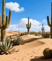 沙漠中生长的多样仙人掌景观672#横屏 