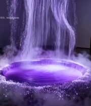  紫色粒子光效瀑布场景素材1488#竖屏 	 