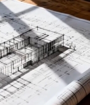  桌上的建筑设计图纸1592#竖屏 	 