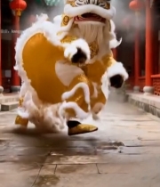  中式建筑前舞醒狮167#竖屏 	 