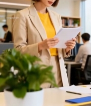  职场青年女性查看文件素材2524#竖屏 	 