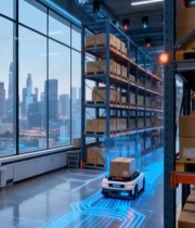  智能仓库内无人车运输货物6678#竖屏 	 