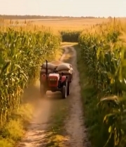  玉米地中拖拉机运输作物1743#竖屏 	 