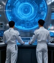  宇航员在空间站操作电子屏幕3204#竖屏 	 