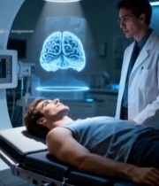  医生为患者进行脑部检查7409#竖屏 	 