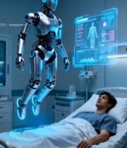  医院病房机器人看护病人6532#竖屏 	 