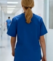  医院走廊医护人员行走背影5491#竖屏 	 