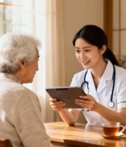  医生与老人室内交流素材841#竖屏 	 