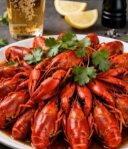  一盘小龙虾配啤酒特写6605#竖屏 	 