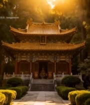  阳光照耀下的中式古建筑景观5444#竖屏 	 