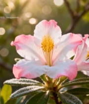  阳光下绽放的粉色花朵(1)1280#竖屏 	 