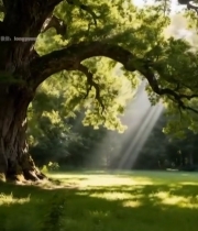  阳光透过大树洒在草地1110#竖屏 	 