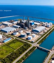  沿海化工厂鸟瞰全景3804#竖屏 	 