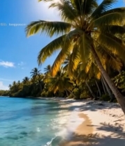  阳光海滩棕榈树风景7498#竖屏 	 