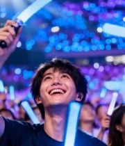  演唱会现场观众挥舞荧光棒3801#竖屏 	 