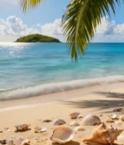  阳光海滩棕榈树海景3082#竖屏 	 