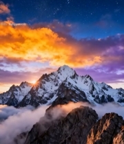  雪山云海星空日出美景4549#竖屏 	 