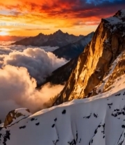  雪山云海日出自然景观1477#竖屏 	 