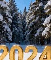  雪地森林字样景观3000#竖屏 	 