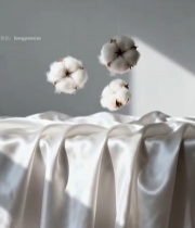  悬垂棉花与白色绸缎静物画面717#竖屏 	 