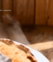  新鲜出炉撒粉面包特写(1)5332#竖屏 	 