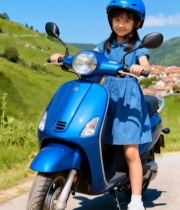  小女孩骑蓝色摩托车2291#竖屏 	 