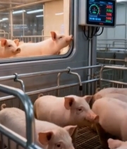  现代化养殖场内的小猪862#竖屏 	 