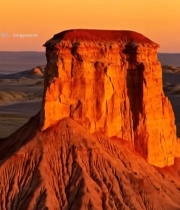  霞光下的沙漠独特地貌景观4210#竖屏 	 