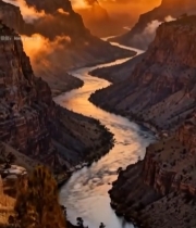  峡谷河流日出自然风光3478#竖屏 	 