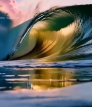  夕阳下海浪翻涌的唯美海景2776#竖屏 	 