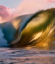  夕阳下海浪唯美自然景观3315#竖屏 	 