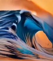  夕阳下的海浪美景4223#竖屏 	 