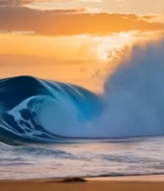  夕阳下大海翻涌的海浪(1)2868#竖屏 	 