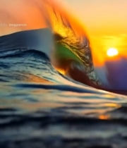  夕阳下大海翻涌的海浪(2)5138#竖屏 	 