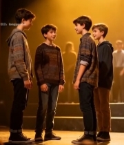  舞台上交流的青少年(1)7783#竖屏 	 