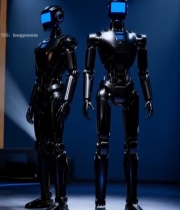  舞台上的双机器人展示6996#竖屏 	 
