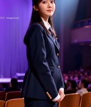  舞台上站立的穿制服女孩3642#竖屏 	 