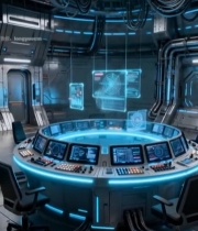  未来科技感操控室场景7130#竖屏 	 