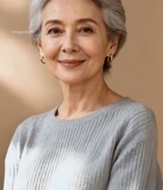  微笑的银发老年女性特写(1)3389#竖屏 	 