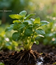  微距下生长的绿色植物4579#竖屏 	 