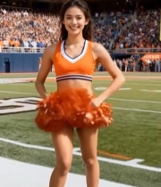  体育场美女啦啦队员手持花球2360#竖屏 	 