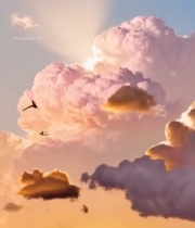  天空中壮丽的粉色云朵景观3638#竖屏 	 