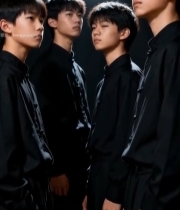  四位身着黑衣少年合影7718#竖屏 	 